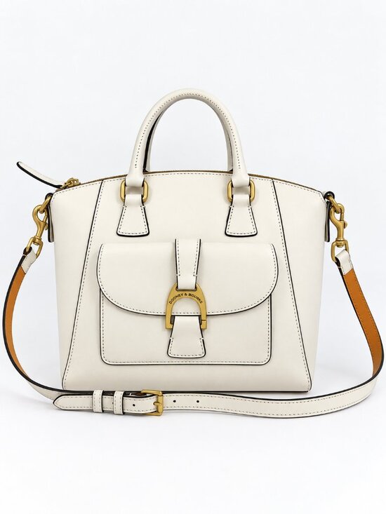 Dooney & Bourke Handbags - Dooney & Bourke Florentine Toscana Bone White Leather Satchel